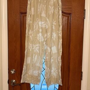 American Eagle Outfitters Cream Floral Linen Pants - oversized XL
